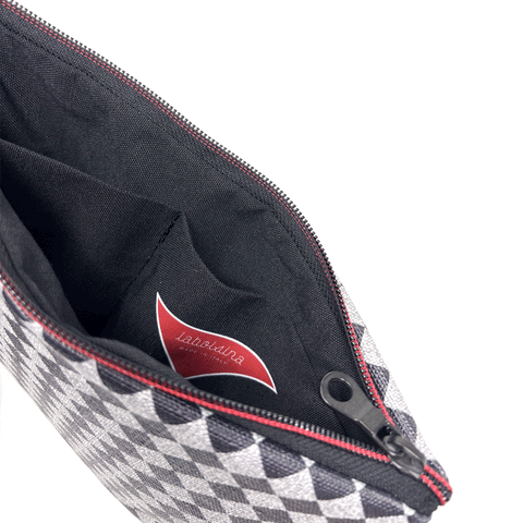 Iconic rhombus red stripe zip makeup