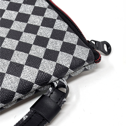 Iconic rhombus red stripe zip makeup