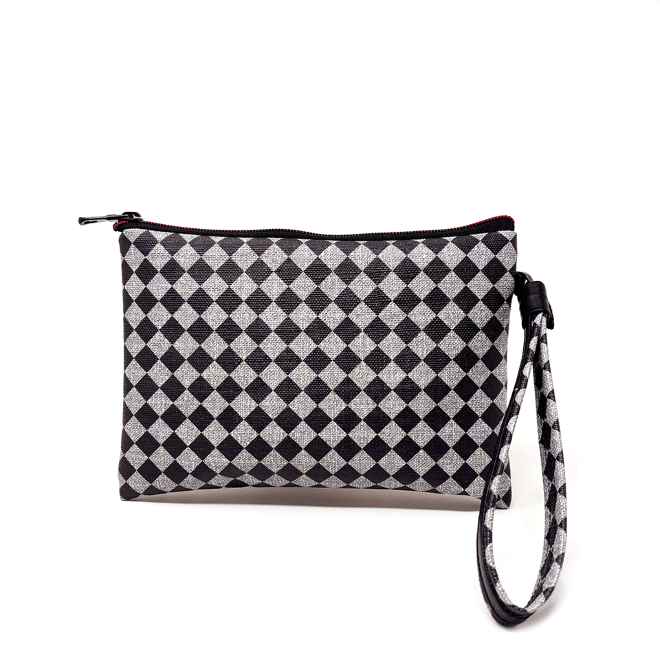 Iconic rhombus red stripe zip makeup