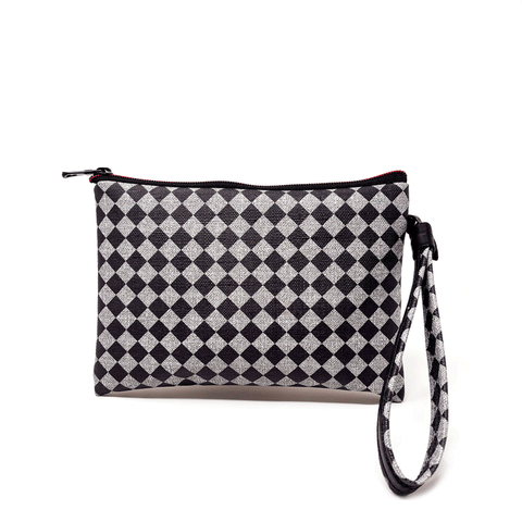 Iconic rhombus red stripe zip makeup