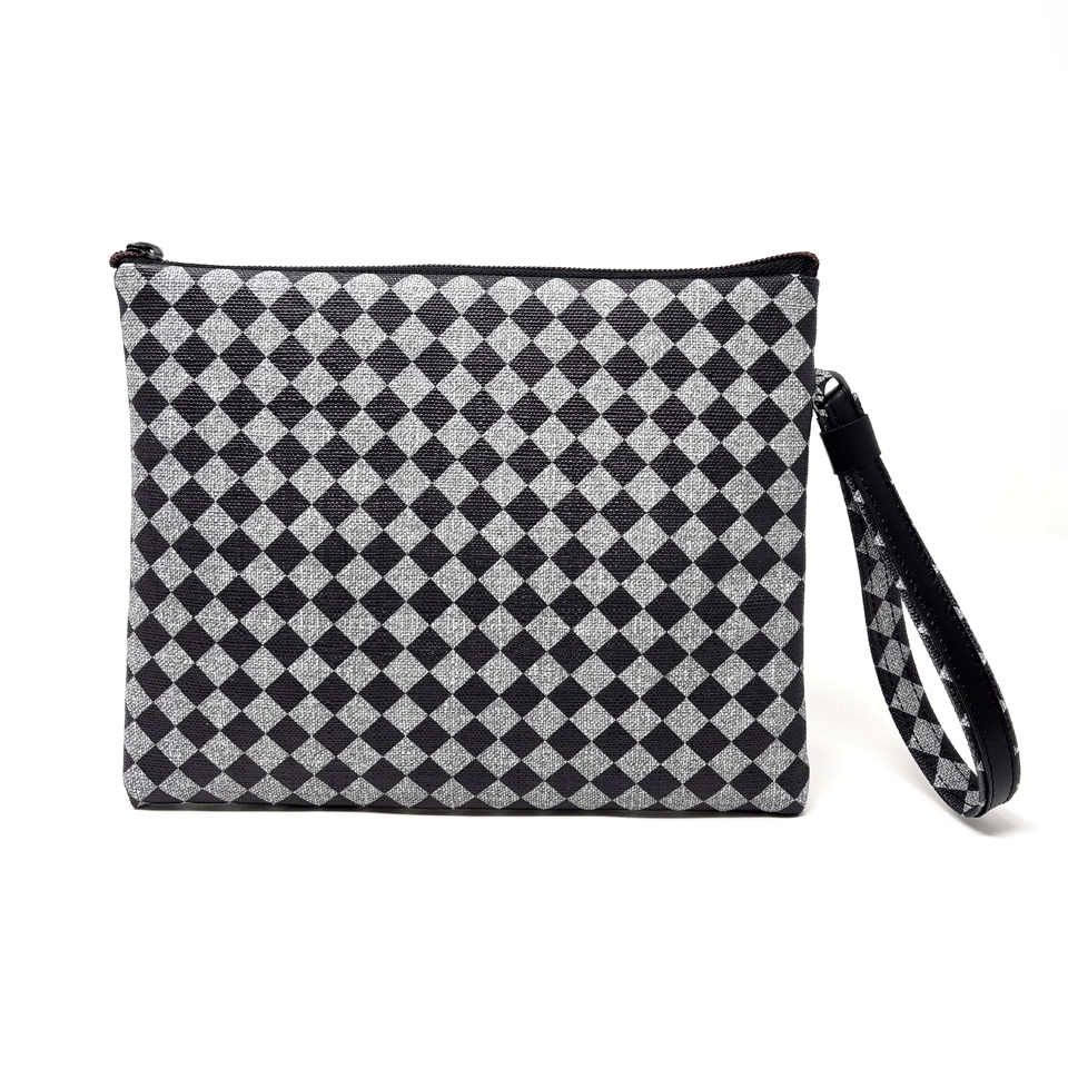 Iconic rhombus red stripe zip makeup